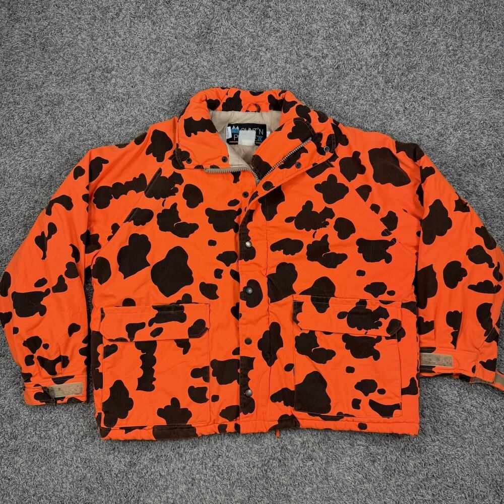 Vintage Mount'n Prairie Blaze Orange Camo Heavyweight Coat Jacket Size L
